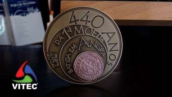 Selo e Carimbo dos 440 anos da Primeira Moeda Batida - Terceira Dimensão 2321